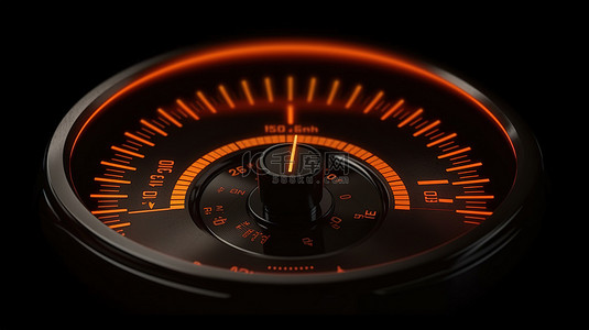 vi指示牌背景图片_带 3d 指针的橙色车速表图标指示速度测量