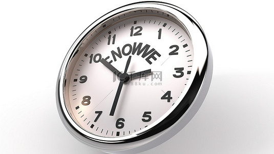 圆形手表背景图片_现代圆形时钟，在 3D 创建的中性背景上带有“现在是完美时间”的信息