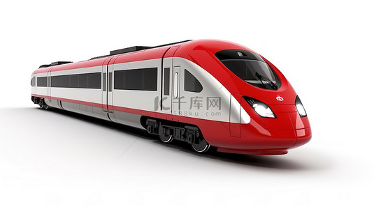 火车货运背景图片_白色背景下高速列车的 3d 渲染