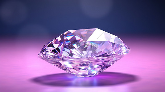 淡紫色背景 3d 渲染中闪闪发光的钻石
