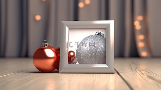 圣诞节那天以 3D 渲染的节日相框