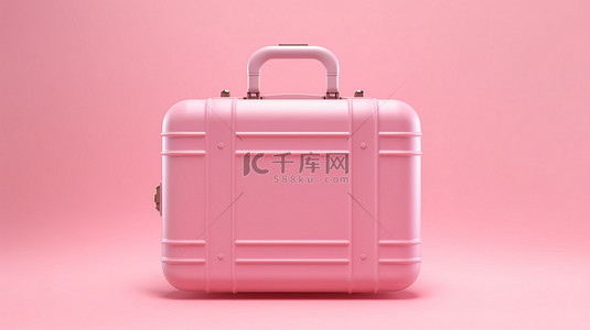 3d 渲染的粉色行李或行李概念，粉色背景上孤立的粉色手提箱