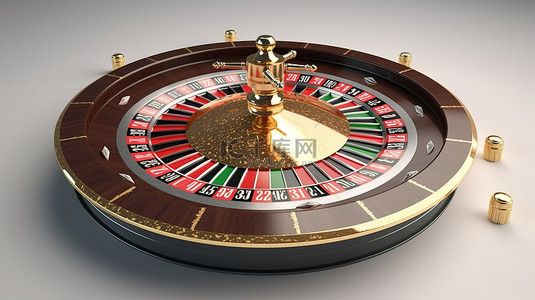 在白色背景上以 3d 呈现的轮盘赌赌场游戏概念