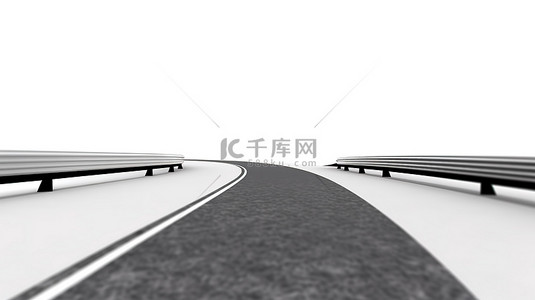 汽车驾驶背景图片_孤立的白色道路方向的 3d 插图