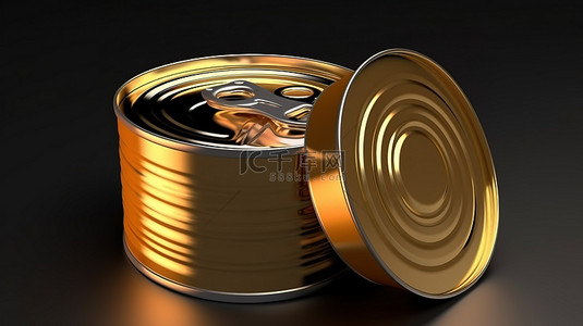 金纸背景图片_金属锡罐中干食品的 3D 渲染模型包装