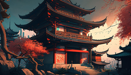 古典中国建筑背景图片_中式建筑风景背景