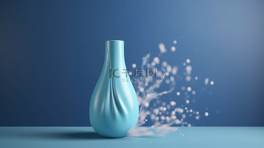 空气清新背景图片_蓝色背景上芳香疗法空气清新剂的 3D 渲染