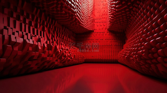 红色的墙背景图片_3D 渲染中充满活力的红色抽象墙波架构非常适合演示文稿组合和网站