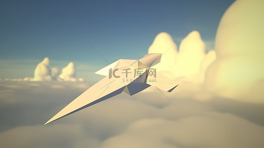 飞机纸飞机背景图片_包围与 3d 纸飞机一起飞行