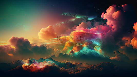 宇宙爆炸背景图片_天空梦幻星云抽象彩色