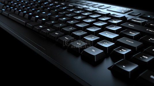 商业主题背景上的技术键黑色键盘 3d 渲染