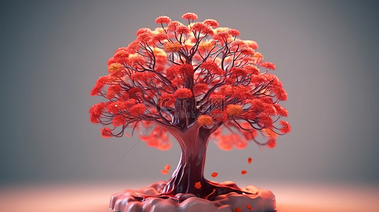 心理健康背景图片_创意思维树概念的 3d 渲染