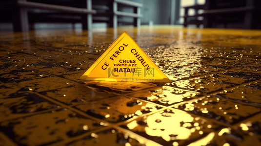 卡尔达诺加密货币黄色警告湿地板标志的 3D 插图