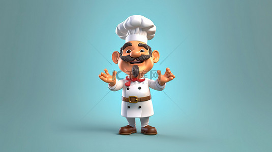 3D 插图中的异想天开的厨师