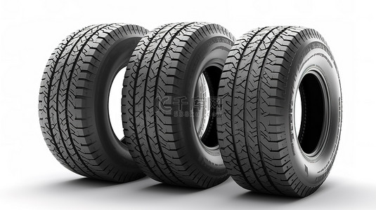 轮胎压力背景图片_孤立的白色背景 3d 渲染汽车轮胎