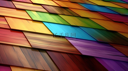 木器背景图片_一系列颜色的对角木屋地板的充满活力的 3D 渲染