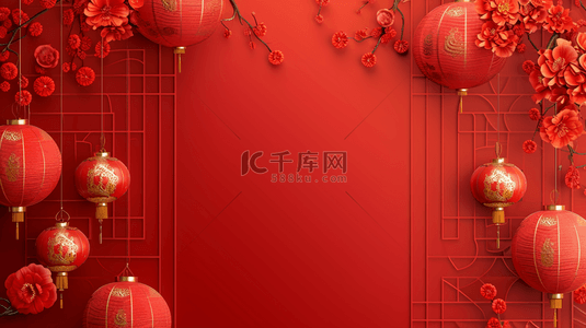 红色中国春节喜庆灯笼的背景图20