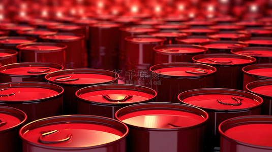 3d 渲染石化工业红漆钢罐装燃料的插图