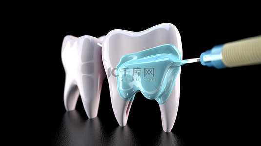 3d 牙齿与牙膏分配