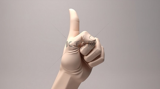 指向手势背景图片_白色背景上指向手势的卡通风格 3D 插图