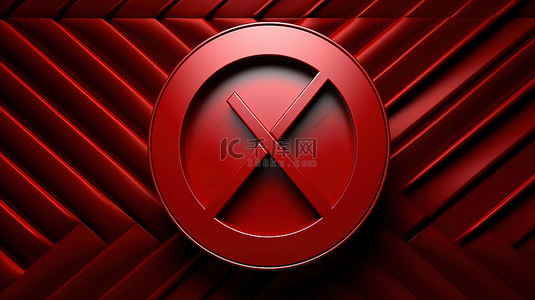 红色的符号背景图片_红色禁止符号的 3d 渲染插图