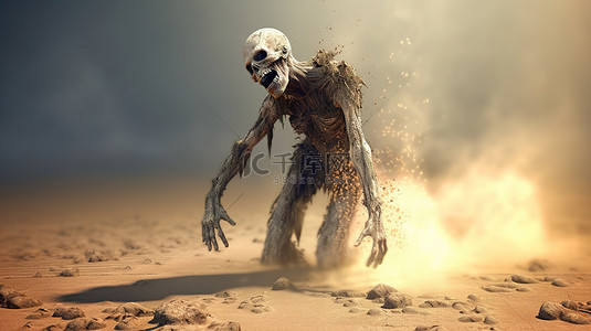 穿西服的僵尸背景图片_复活从地球上出现的僵尸的 3d 渲染