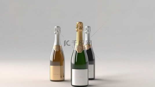 一组香槟瓶的模型
