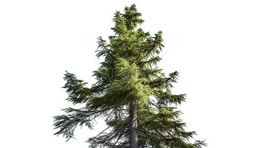 树冠背景图片_白色背景自然和物体概念上冷杉危地马拉松树冠的 3D 渲染插图