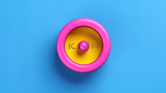 蓝色几何极简背景图片_极简主义概念的 3D 渲染，黄色小球从蓝色背景上的粉红色洞中出现