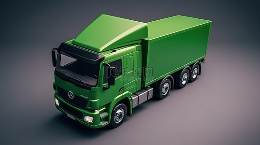商业用双驾驶室绿色送货卡车的 3D 渲染
