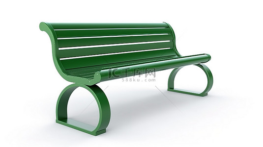 舒适放松背景图片_带有绿色长凳的白色背景的 3d 渲染