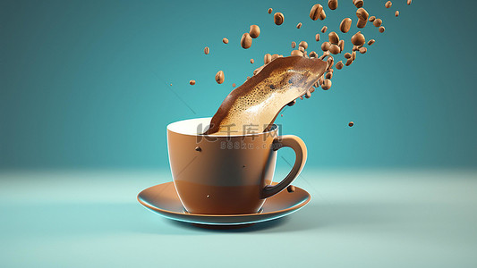 咖啡拉花图案背景图片_咖啡饮品杯子棕色