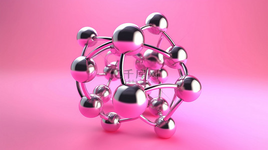 科胶原蛋白背景图片_粉红色背景下气泡封闭分子的 3D 渲染