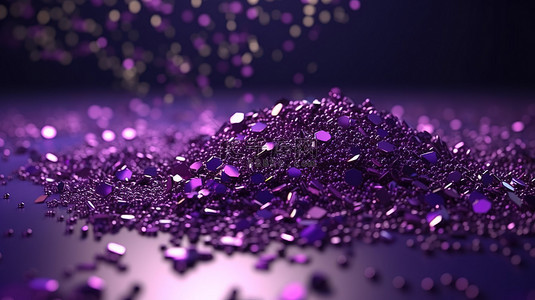 闪闪发光的紫色盛会 3d 渲染闪亮和豪华的背景