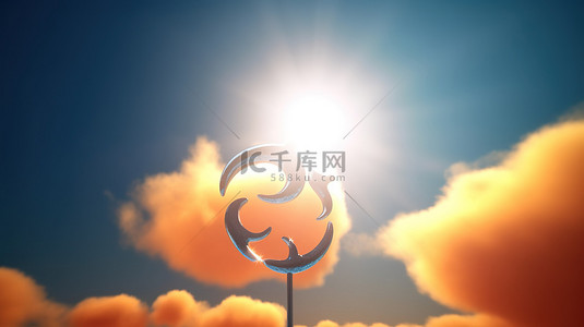 蓝背景图背景图片_3d 渲染图中的天空和太阳符号