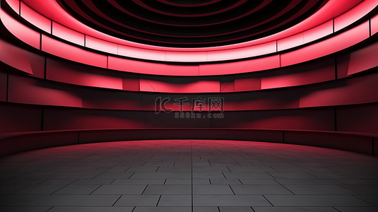 红色图形背景图片_红色和灰色工作室抽象背景，3D 渲染中具有令人惊叹的灯光
