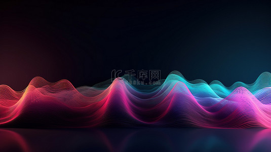 蓝紫色格子几何背景图片_抽象背景中的渐变彩色波浪
