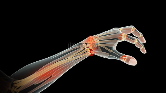 弯曲剪头背景图片_显示手部动作拇指外展内收伸展和弯曲的 3D 模型