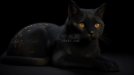 光滑的黑色猫科动物的 3d 插图