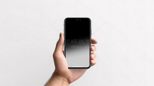 3d 渲染孤立的手拿着电话图像