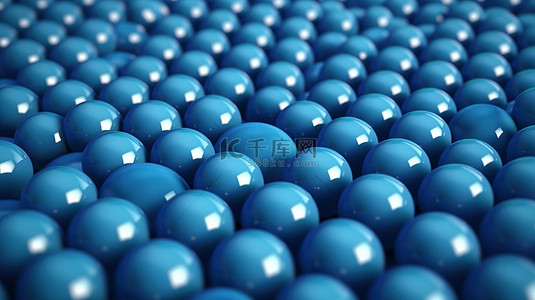 抽象背景的蓝色球形图案的简单化 3D 渲染