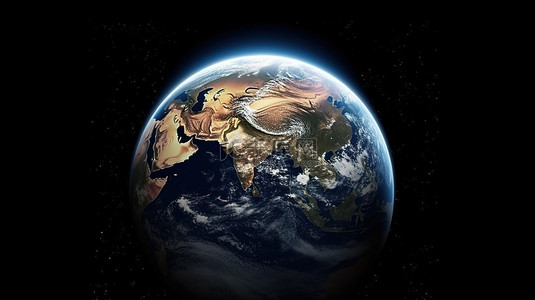 科技卫星背景图片_从太空看地球的 3D 蓝色星球