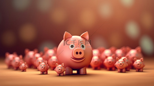 沐光而行背景图片_为金融增长和投资而组织的存钱罐的 3d 插图