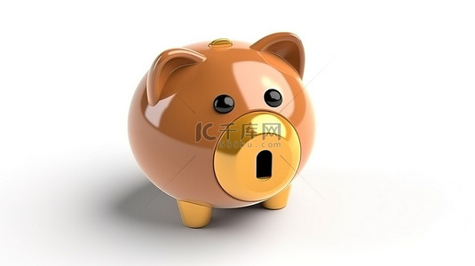 金融卡通图背景图片_用于应用程序设计的白色隔离背景上带有硬币的存钱罐图标的 3D 插图