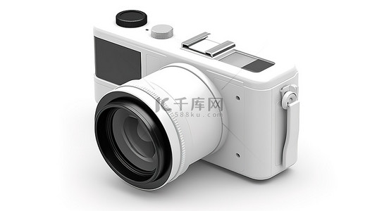 视频电影图标背景图片_白色背景上的简约 3D 相机图标