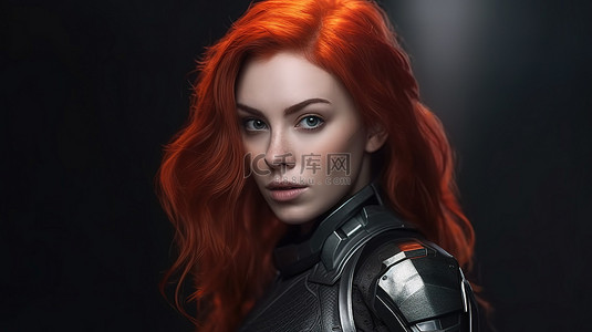 女性的长发背景图片_红头科幻刺客赏金猎人的惊人 3D 渲染