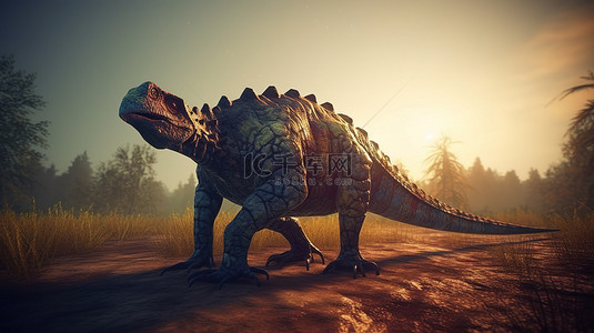 恐龙灭绝背景图片_史前恐龙物种现已灭绝的 3D 渲染