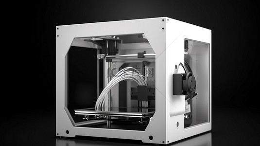 带喷射器喷嘴的 3D 打印机的 X 射线视图 3D 渲染