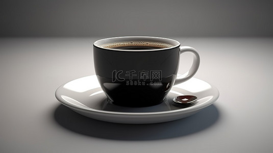 一杯咖啡的独立 3D 渲染