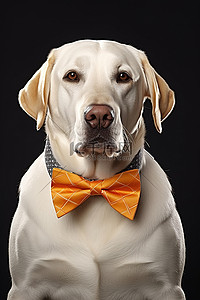 小狗小狗背景图片_穿着西装外套领结的黄色拉布拉多犬